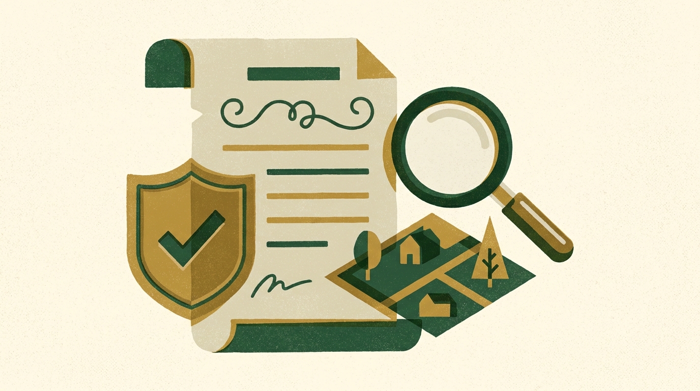 Person carefully reviewing and verifying a Kenya title deed